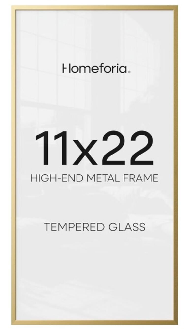 11x22 Gold Metal Picture Frame Tempered Glass Wall Display New